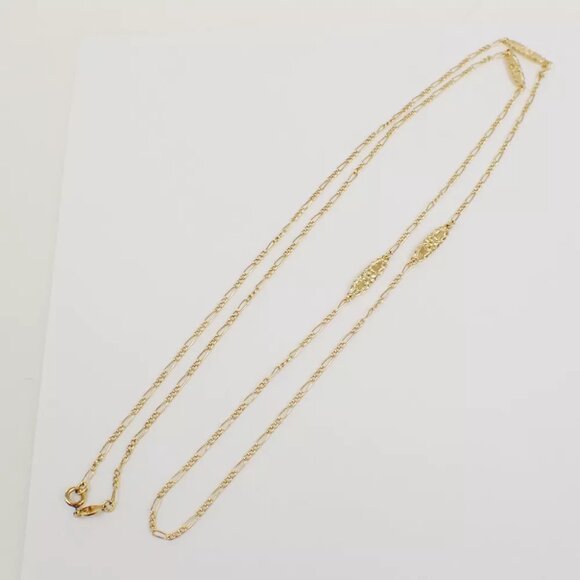 CHRISTIAN DIOR Logo Flower Long Necklace Chain Gold Accessory - Picture 1 of 5